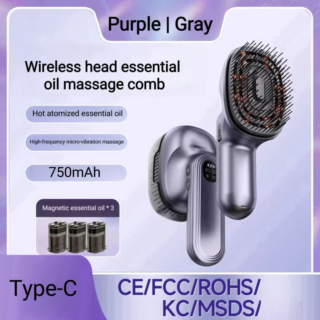 Fengmang Professional High Frequency Vibration Infrared Hair Care Scalp Oil Rechargeable USB Red Light Electric Massage Comb