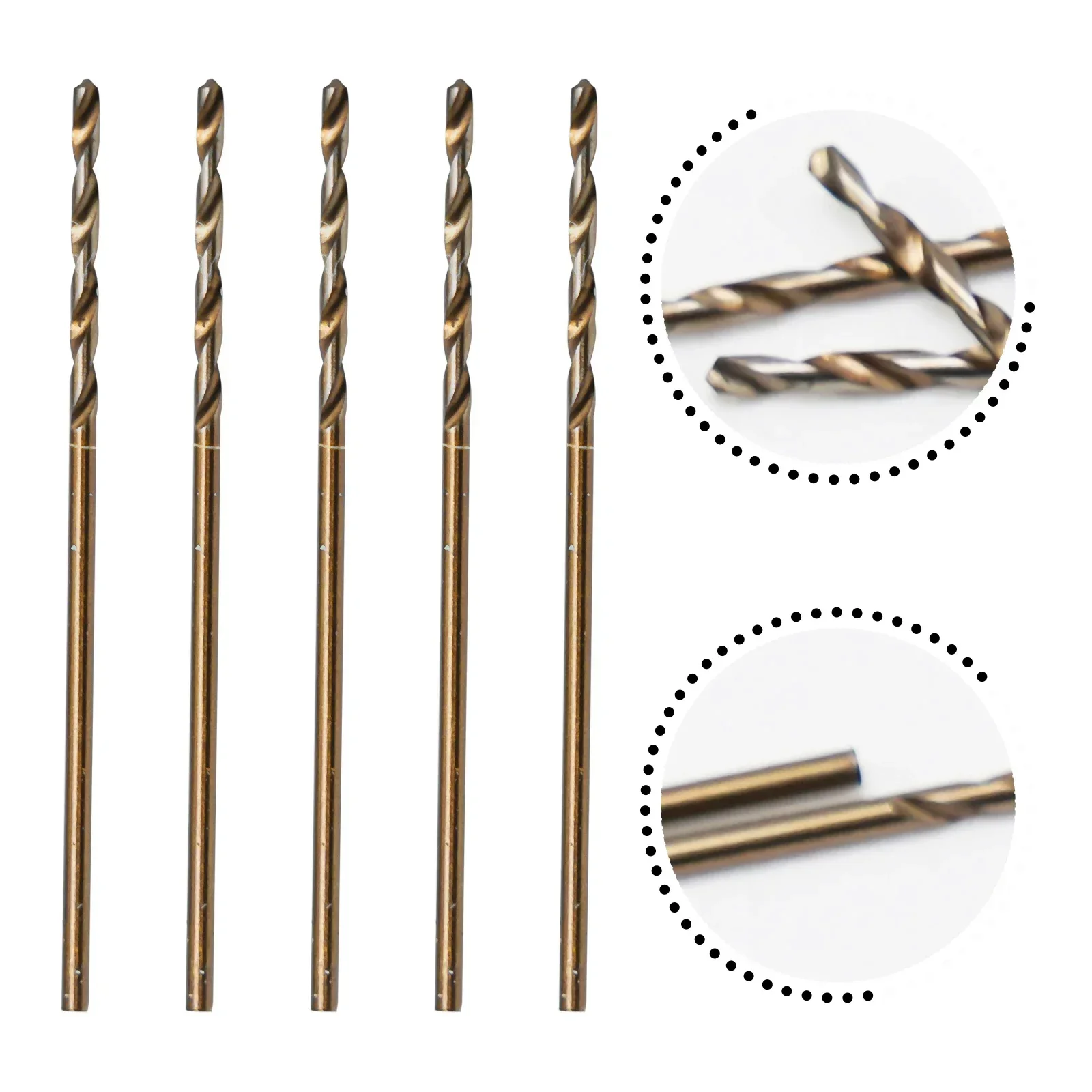Cobalto Broca Auger, Aço Inoxidável, Metal, Cortador de Madeira, 135 Graus Split Point Tip, 1 a 4mm HSS, 5Pcs
