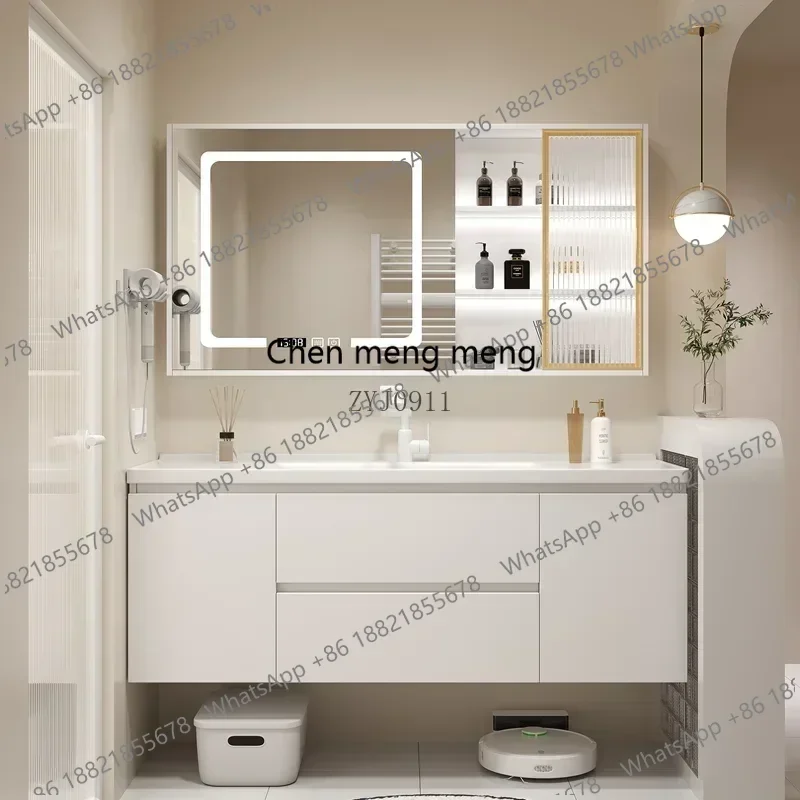 Rr armário de banheiro nórdico com combinação de pia de cerâmica conjunto moderno armário de chão lavatório laje de pedra uma bacia mão era