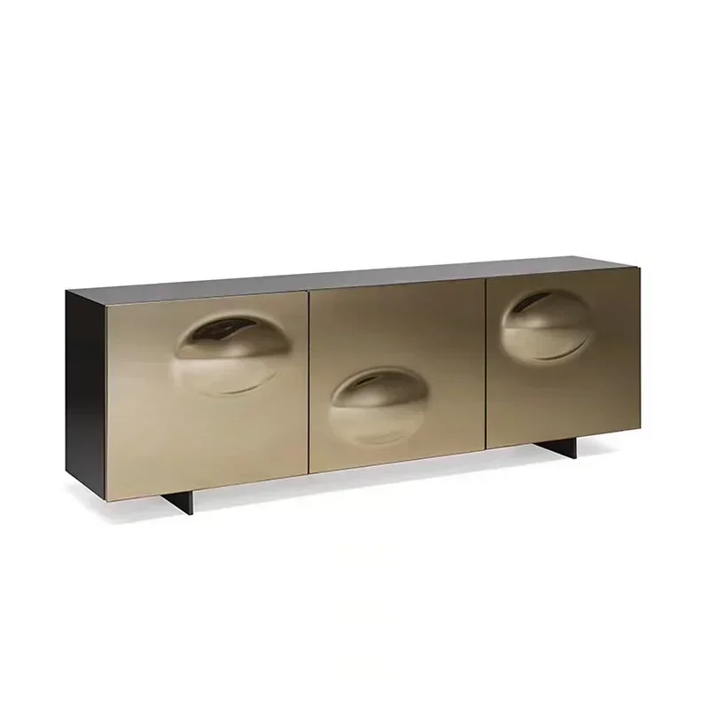 Hot SalesItalian Design Cabinet Stainless Steel Wooden Storage Box Industrial Modern Console Living Room Reception