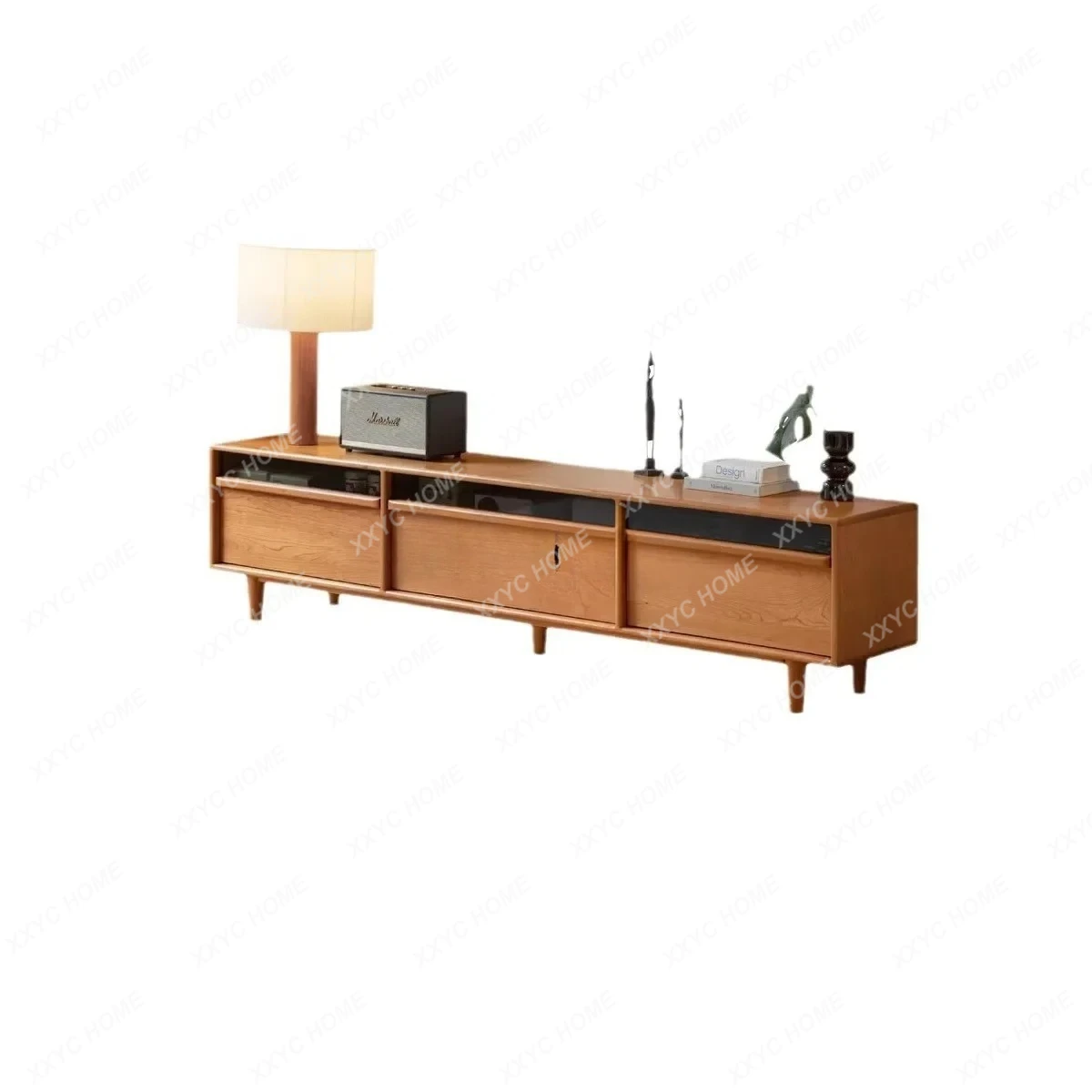 LSolid wood black label cherry wood floor cabinet living room storage TV cabinet