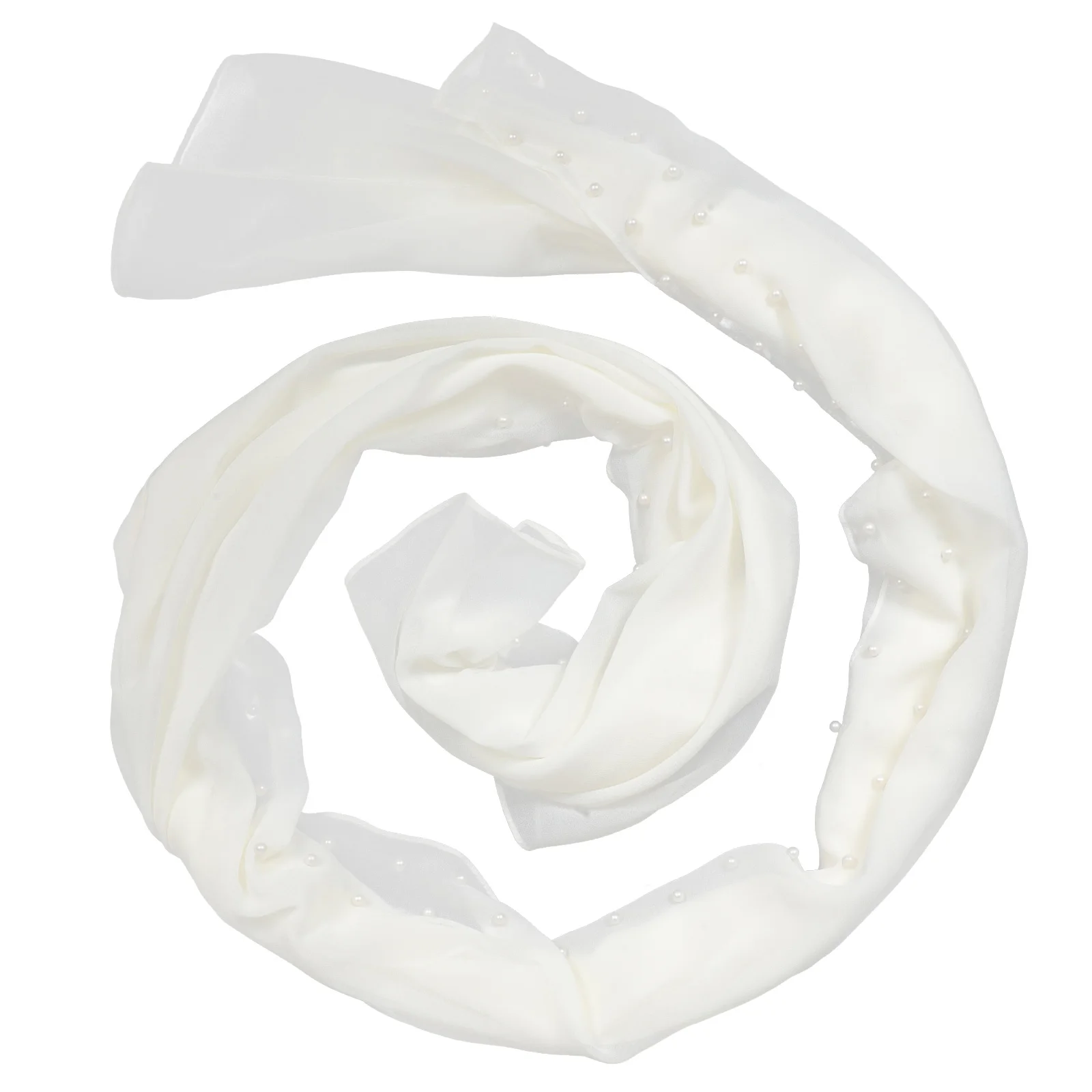 

Elegant Pearl Chiffon Lightweight Breathable Neck Women Spring Summer Decorative Headscarf Necklace Wedding Party Outing Solid