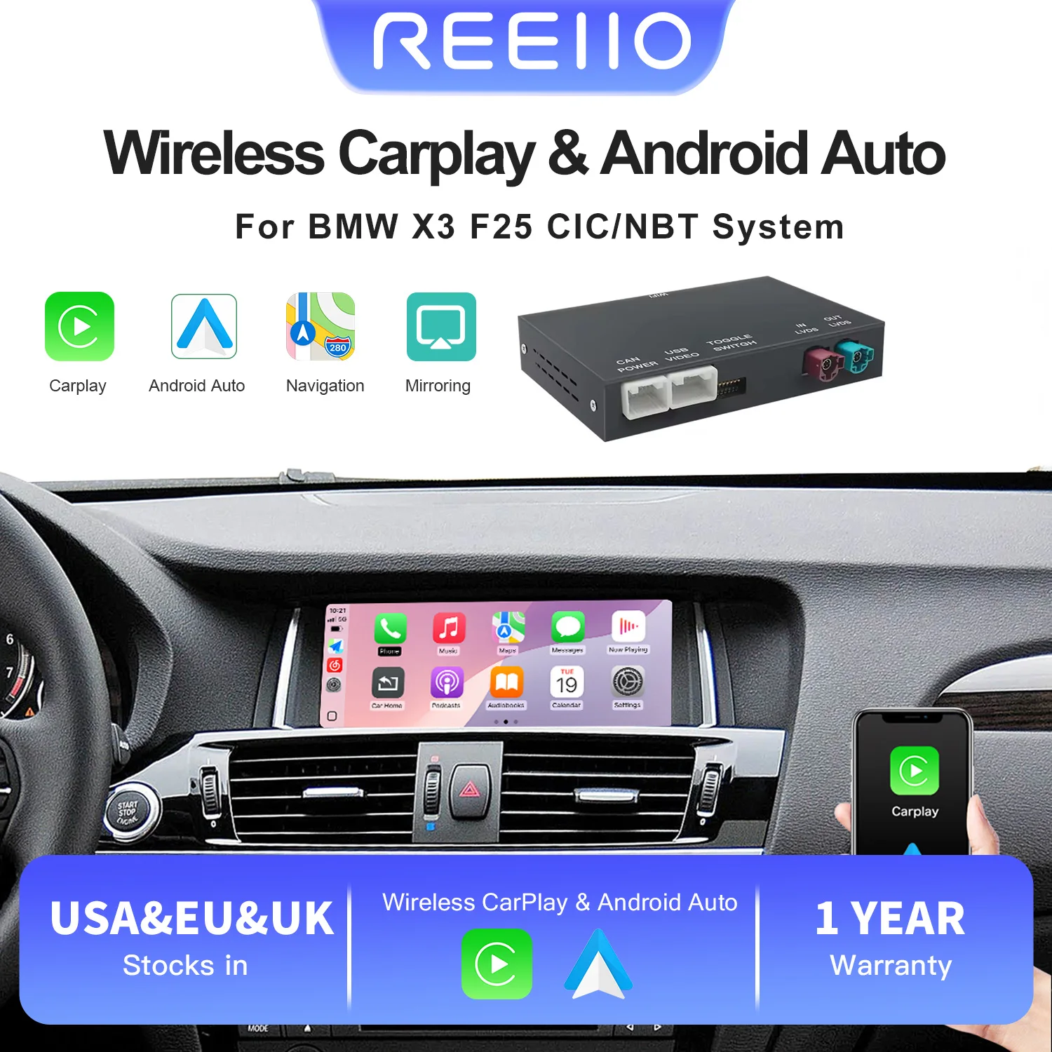 Wireless CarPlay & Android Auto Mirror Link Functions Decoder For BMW NBT CIC System 1 2 3 4 5 6 7 Series X3 X4 X5 X6 MINI