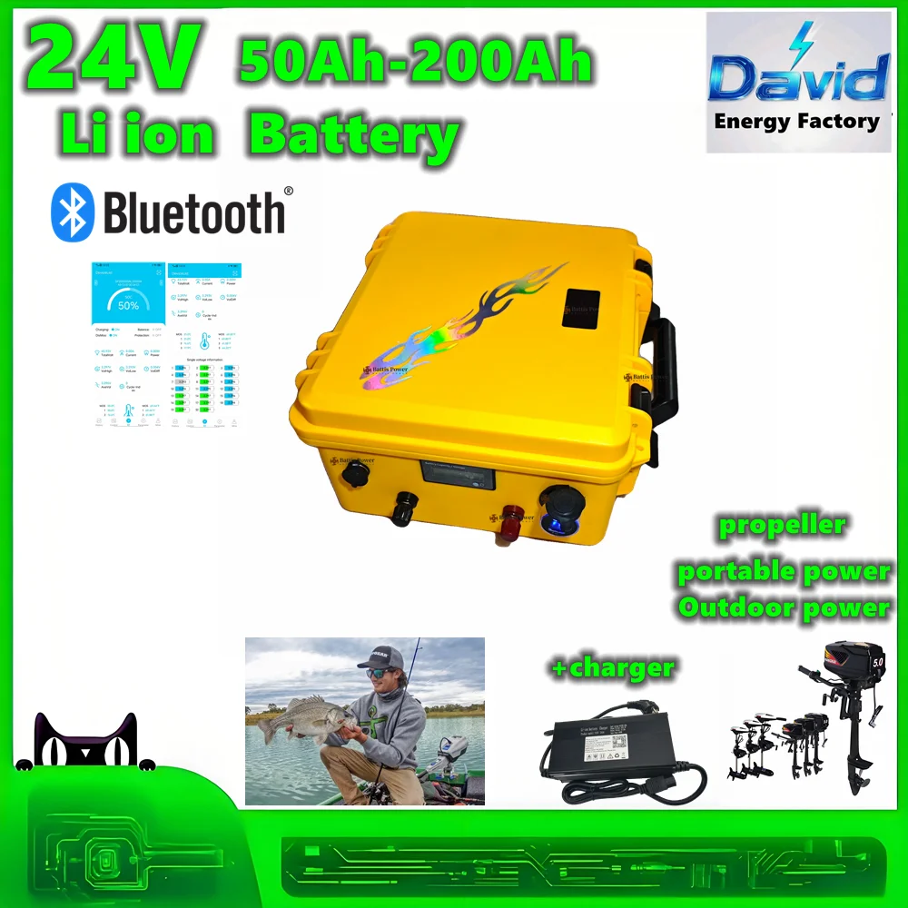 

24 В перезаряжаемая литий-ионная батарея 50 Ач 80 Ач 100 Ач 120 Ач 150 Ач 200 Ач для наружного питания троллингового двигателя пропеллер + зарядное устройство
