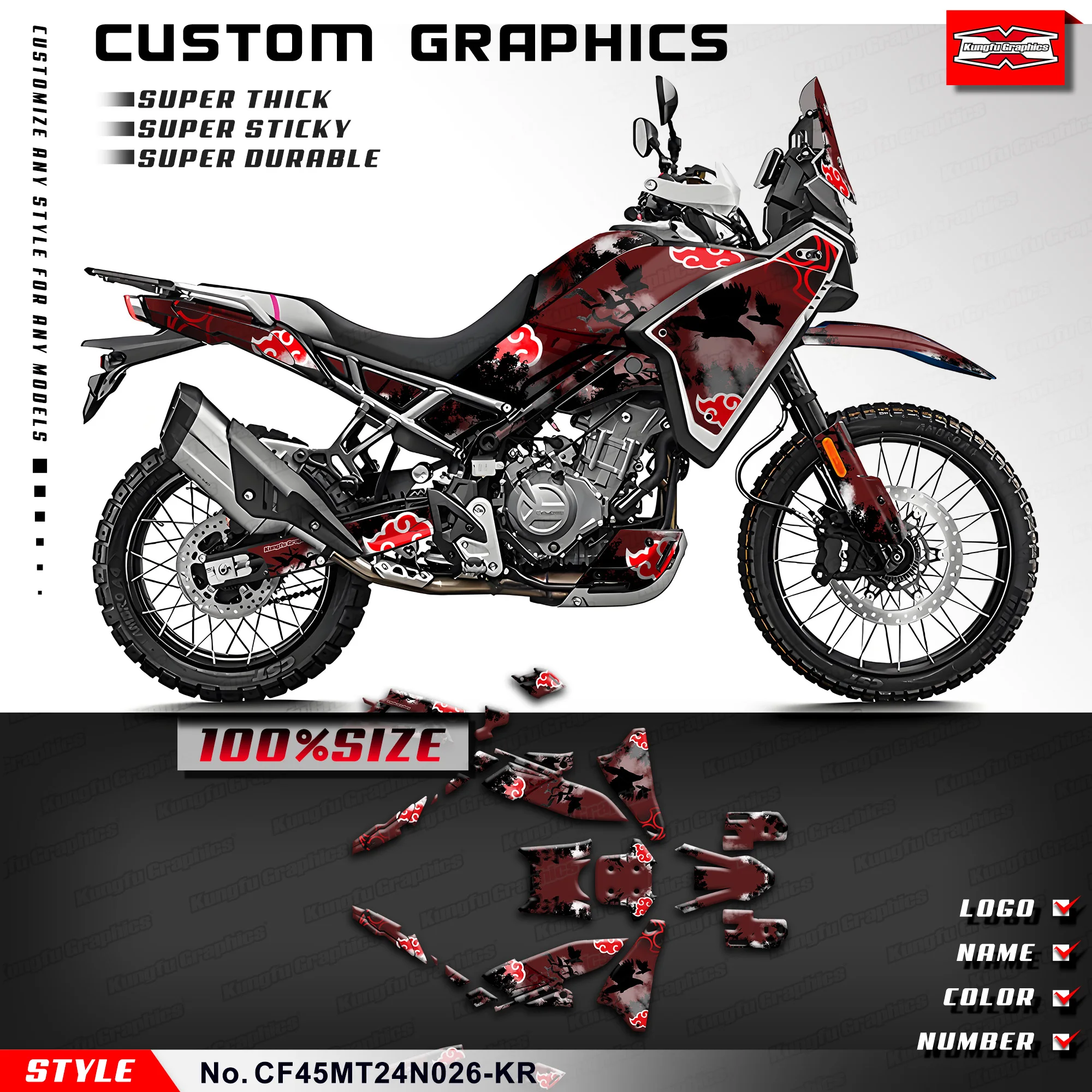 

KUNGFU GRAPHICS Motorcycle Stickers Wrap Design for CFMOTO 450MT 450 MT 450 CF MOTO Graphics Durable Vinyl, Protector