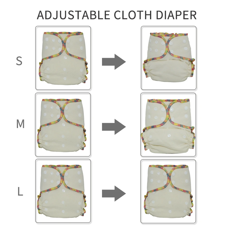 WizInfant  Hybrid Fitted Cloth Diaper Washable Eco-friendly Baby Diapers Ecological Adjust High Absorbency for 5-15kg Baby