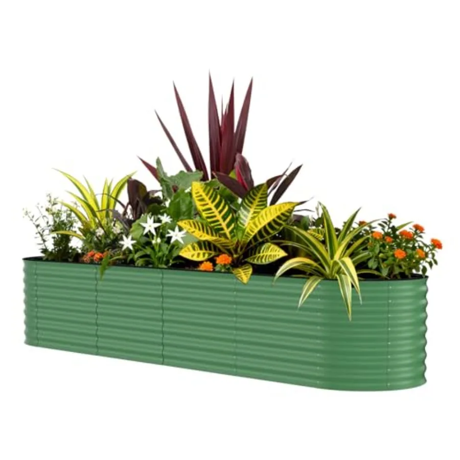

8x2x1.5ft Galvanized Raised Garden Bed, Oval Metal Planter Box with Anti-Cut Safety Edges, 179 Gallons Rust-Resistant Deep Root