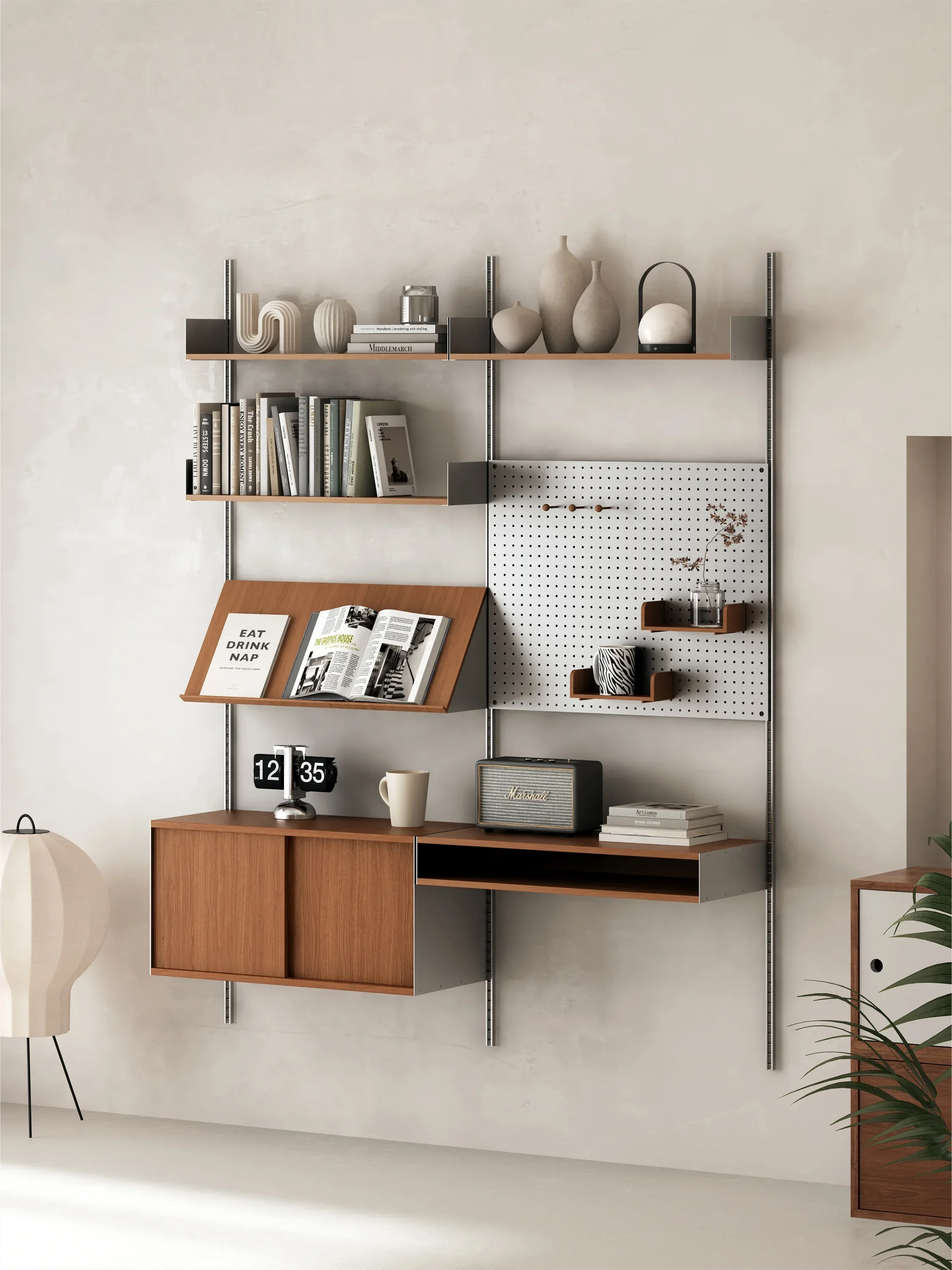 Creative track bookshelf Nordic wall small unit multi-layer solid wood shelf