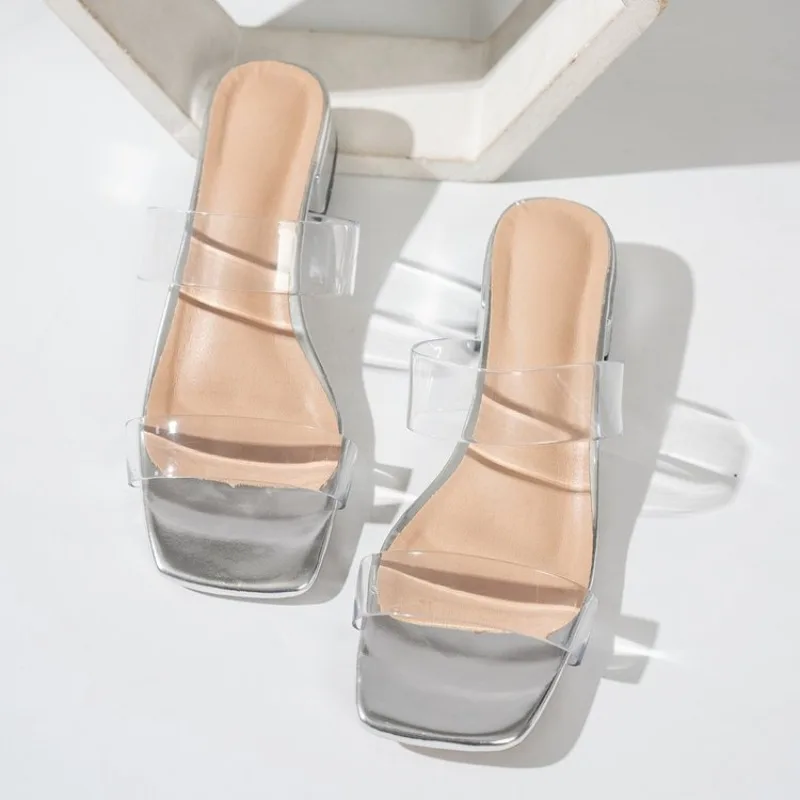 

Shoes Transparent Slippers Thin Heels Slipers Women Luxury Slides Heeled Mules Jelly Flip Flops Med 2026 Designer High Glitter