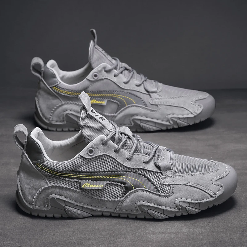 Men's Casual Shoes Genuine Leather Breathable Driving Shoes Soft Sole Working Sports Shoes Outdoor Casual Sneakers Men