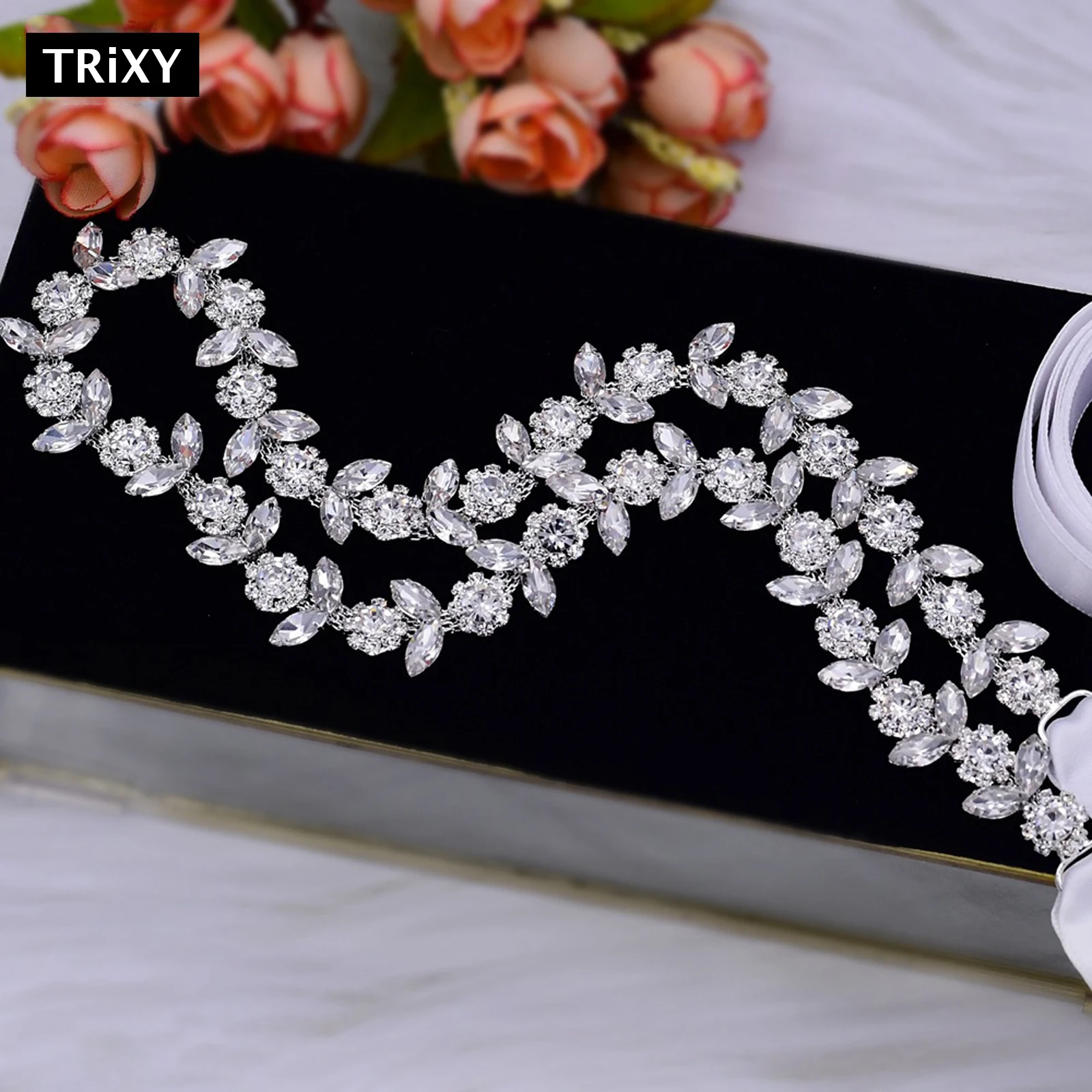 Rhinestone Belts for Bridal Dresses Silver Alloy Belt for Girls Shiny Diamond Wedding Belt for Women Fancy  Wedding Accessories