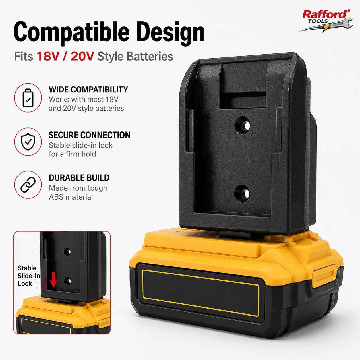Wall-Mounted Battery Holder/Tool Organizer for DeWalt 18V/20V Batteries – Garage and Workshop Wall Storage Rack