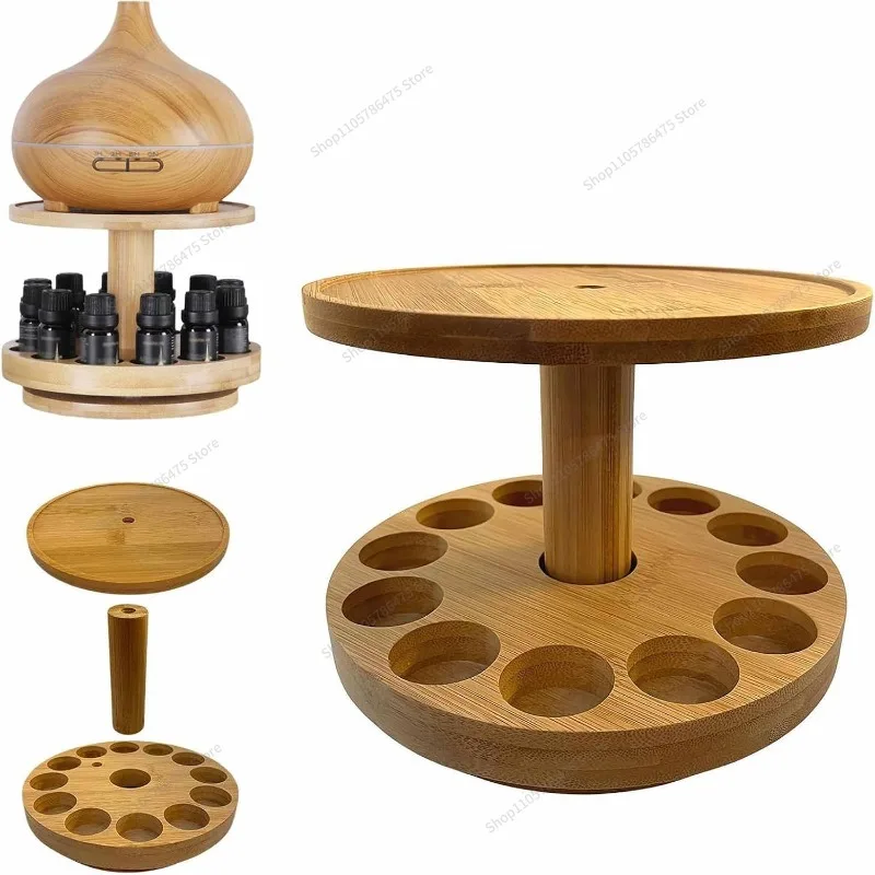 For Double‑Layer Rotatable Desktop Organizer Shelf for Aroma Diffuser Automatic Scent Sprayer Essential Oil Humidifier