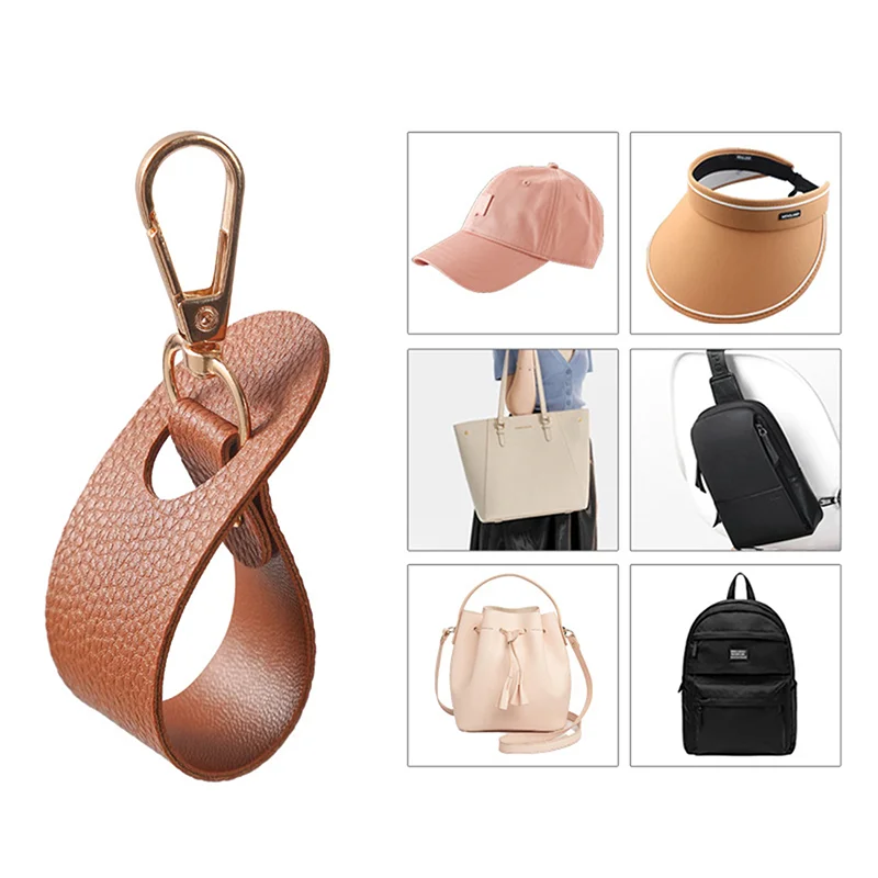 Travel Hat Clip PU Leather Baseball Hat Clip Summer Hat Strap Bag Pendant Storage Wallet Buckle Hands-free Latch Clip Outdodor