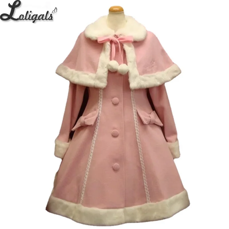 Women\'s Winter Coat Vintage Two Piece Long Wool Coat with Poncho Jacket