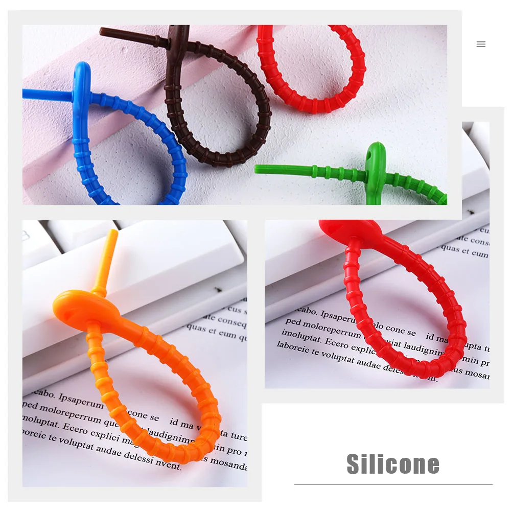 

12pcs Silicone Cable Ties Strong Durable Cord Organizer Reusable Cable Winders for Earphones USB Laptop Chargers Wrap Holders