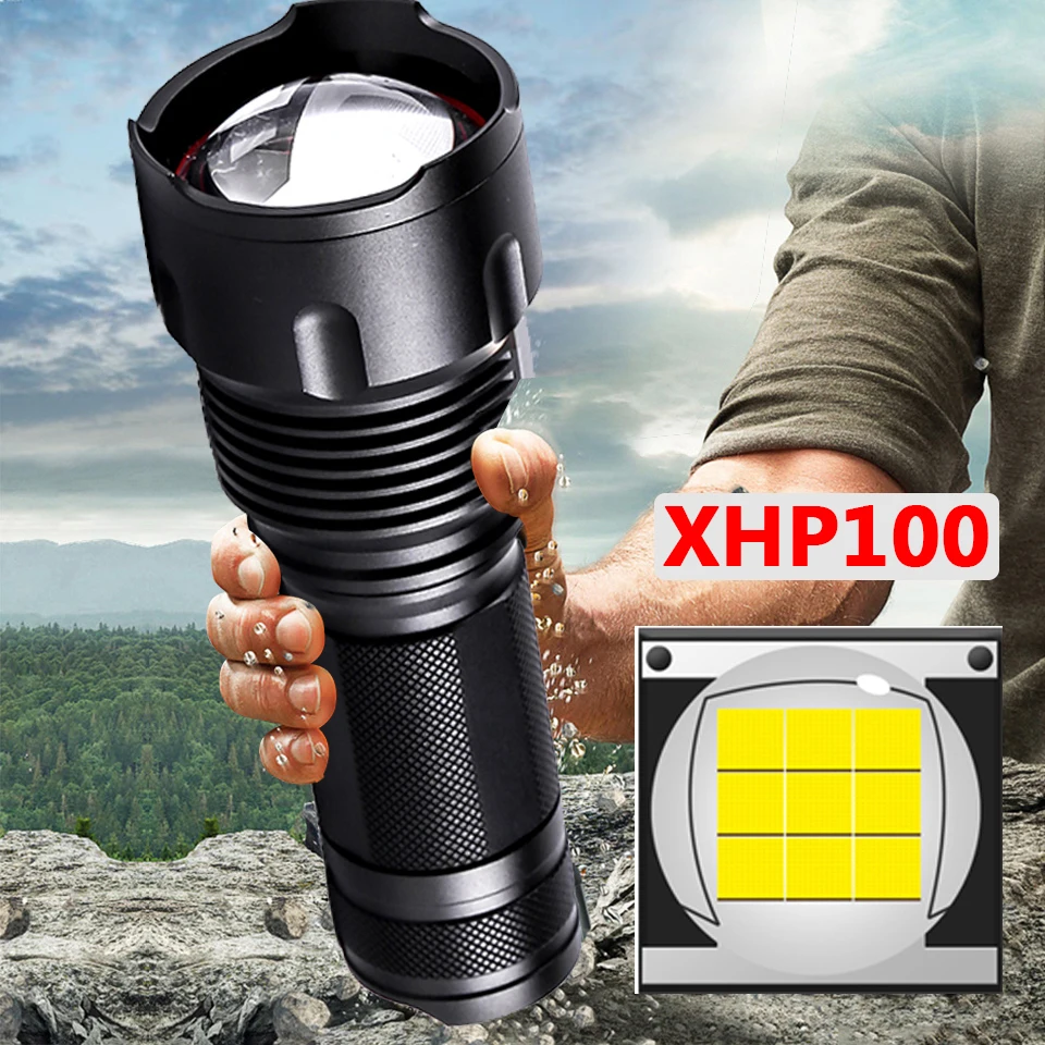

Высококачественный светодиодный фонарик Xhp100, 9 ядер, 18650, 26650, фонарик с батареей AA, XHP50 XM-L2 U3 T6, масштабируемый алюминиевый фонарь