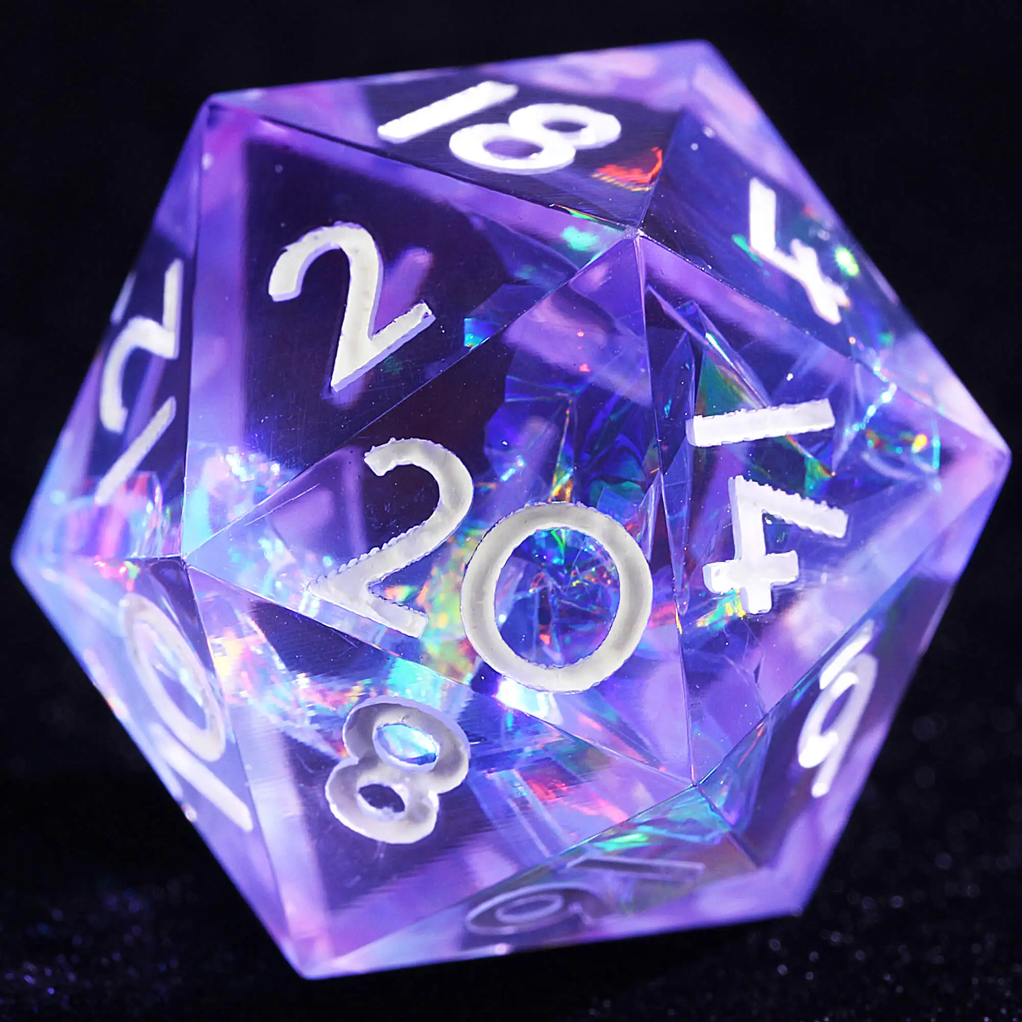 

9 Polyhedral Resin Sets of Dice DD Lavender Holograph