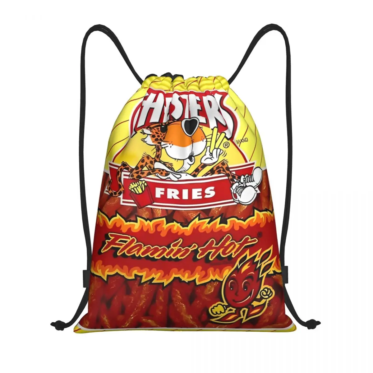 Funny Snacks Pattern Drawstring Backpack Sports Gym Sackpack Potato Chips String Bag for Running