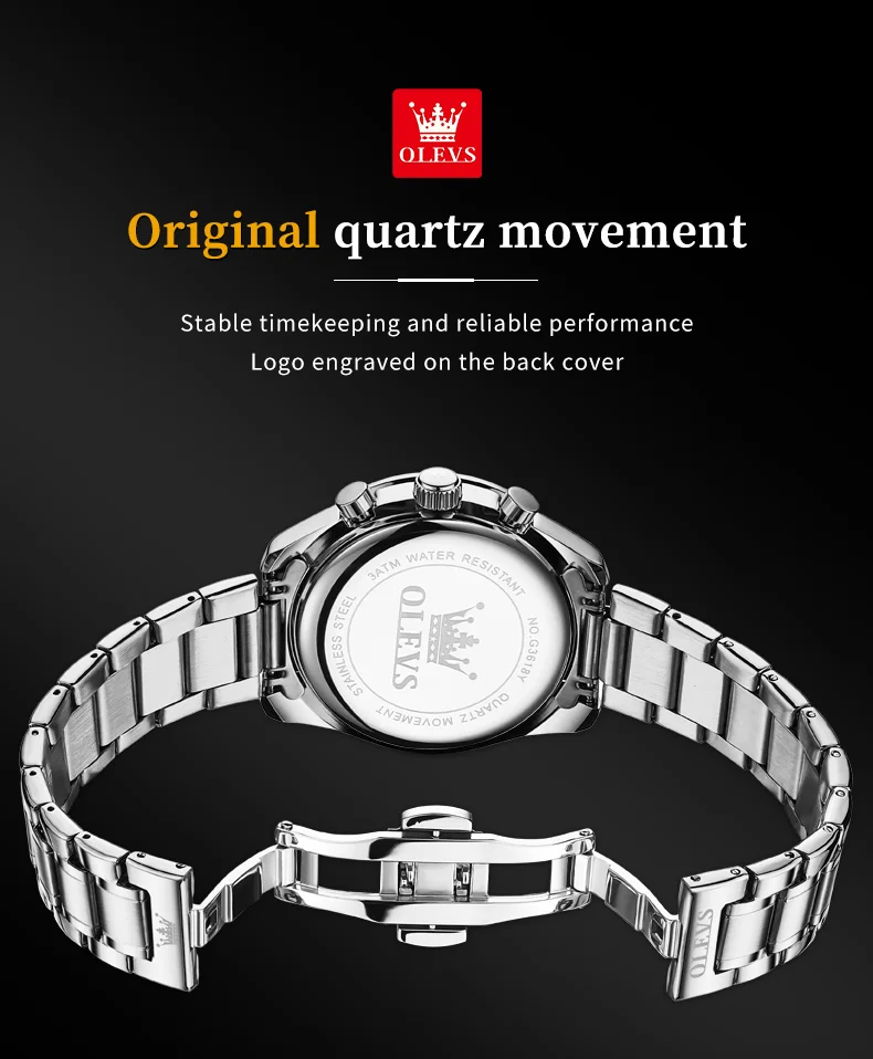 OLEVS Original Luxury Brand Watch Men 2024 NEW Multifunctional Chronograph Waterproof Luminous Trend Men's Wristwatches