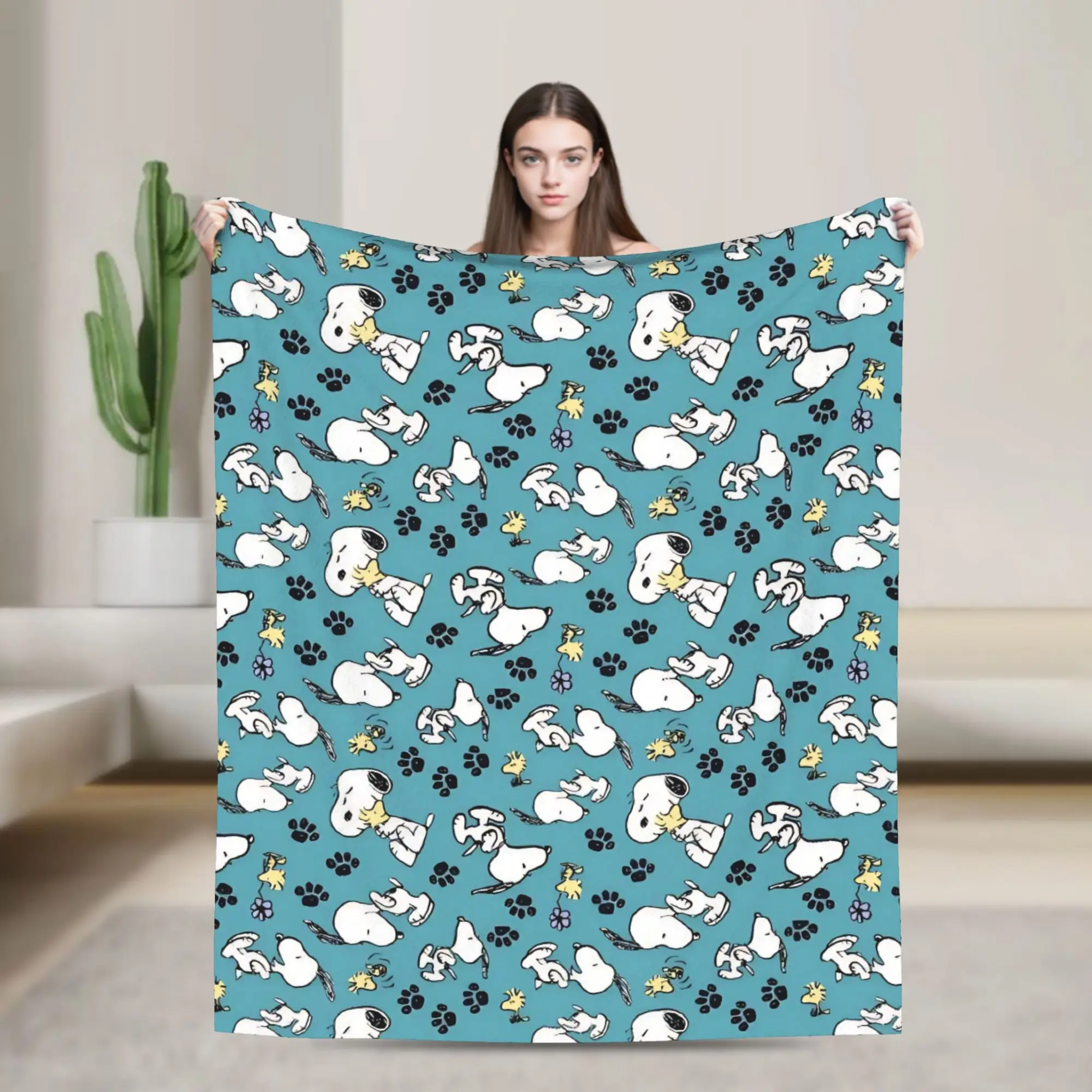 Kawaii Anime S-Snoopys Blanket Coral Fleece Plush Textile Decor Multi-function Super Soft Throw Blanket for Bedding Travel Quilt