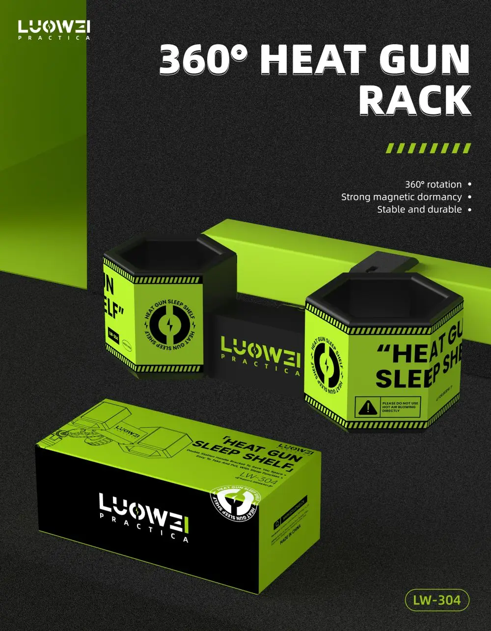 Luowei LW-304 Solder Station Holder Support Heating Station Adjustment Angles Built-in 10 Powerful Magnets with Sleep Function