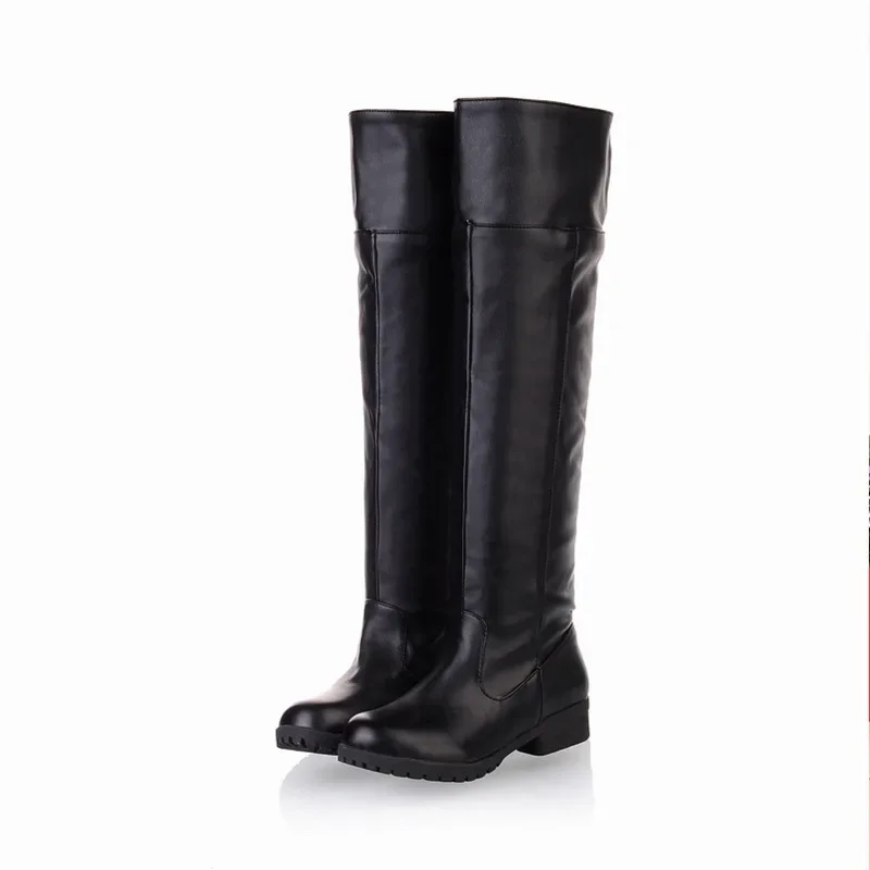 Bottes longues au-dessus du genou en cuir PU pour femmes, chaussures de cosplay d'Halloween pour adultes, noir et marron, Pruim Day Party