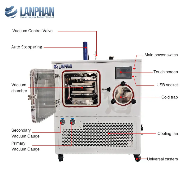 Energy-Saving Compact Automatic Pilot-Scale Freeze Dryer Lyophilizer Digital Control Auto Stoppering for Cost-Effective