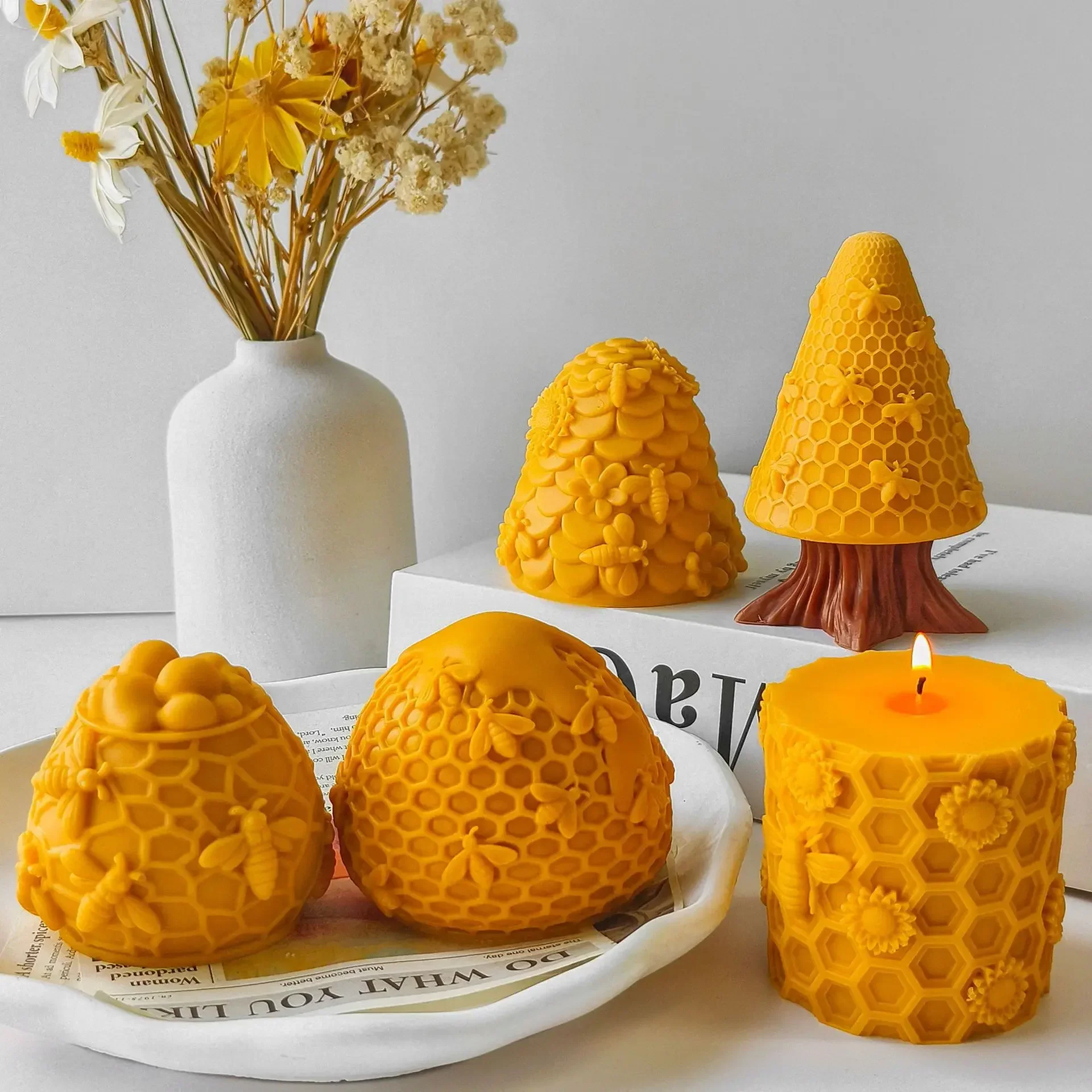 

Bee Honeycomb Mold DIY Handicrafts Beehive Silicone Candle Mold Honeycomb Scented Candle Handmade Soap Mold Home Décor