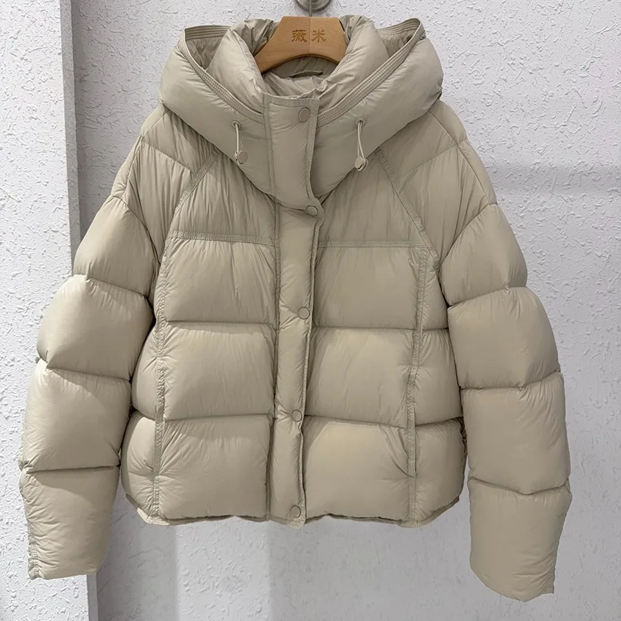 Down Jas Vrouwen Parka Winter 2025, Nieuwe Korte Capuchon Katoen Gevoerde Bladerdeeg Jas Dames Mode Uitloper Koreaanse Dikke Overwear