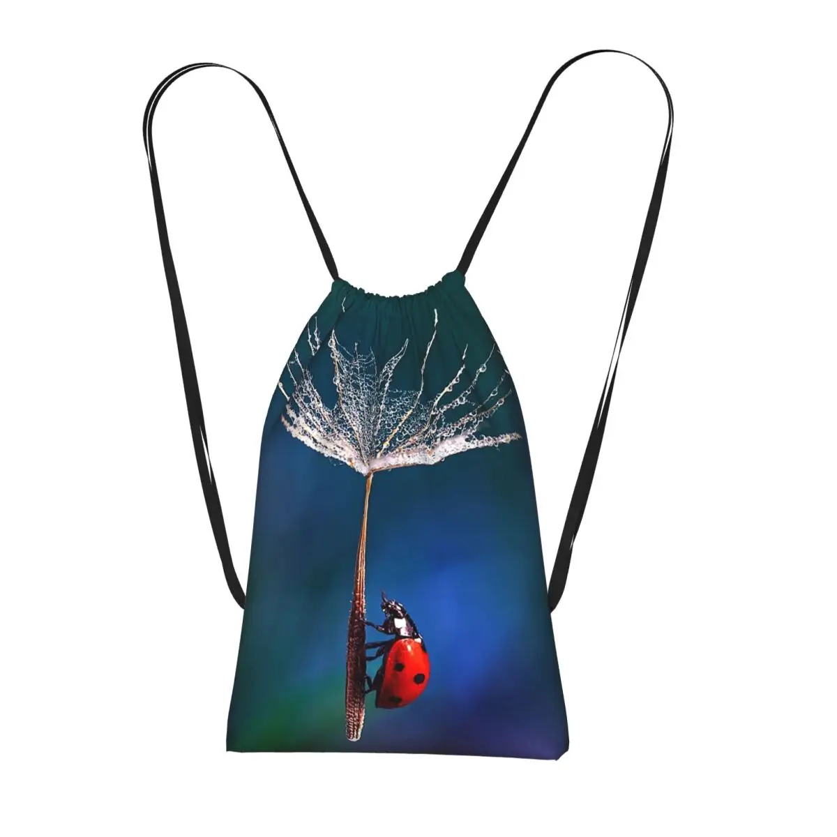 Cute Ladybug With Dandelion Design Backpacks Casual Drawstring Bags Sports Bag Book Bags for Man Woman School