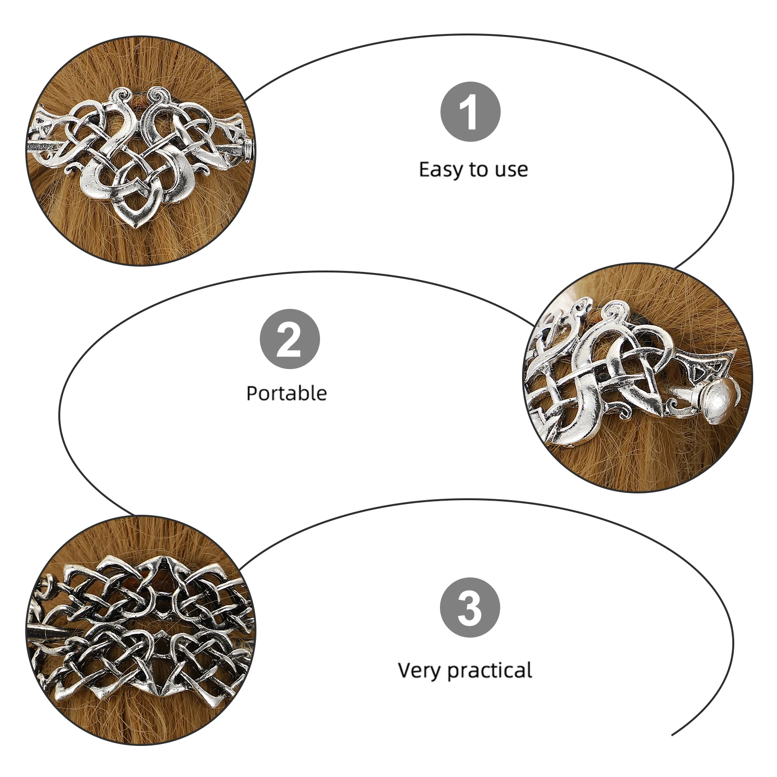 

2pcs Vintage Knot Hairpins Elegant Alloy Curved Barrette Viking Style Slide Hair Clip Retro Accessories
