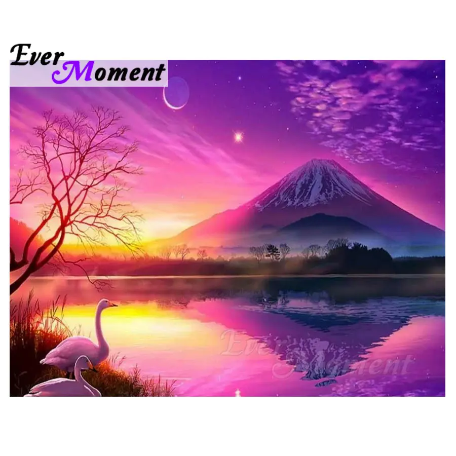 Ever Moment Diamond Painting Mountain River Duck Picture Mosaic 5D DIY Round Diamond Embroidery Full Square Drill S2F900