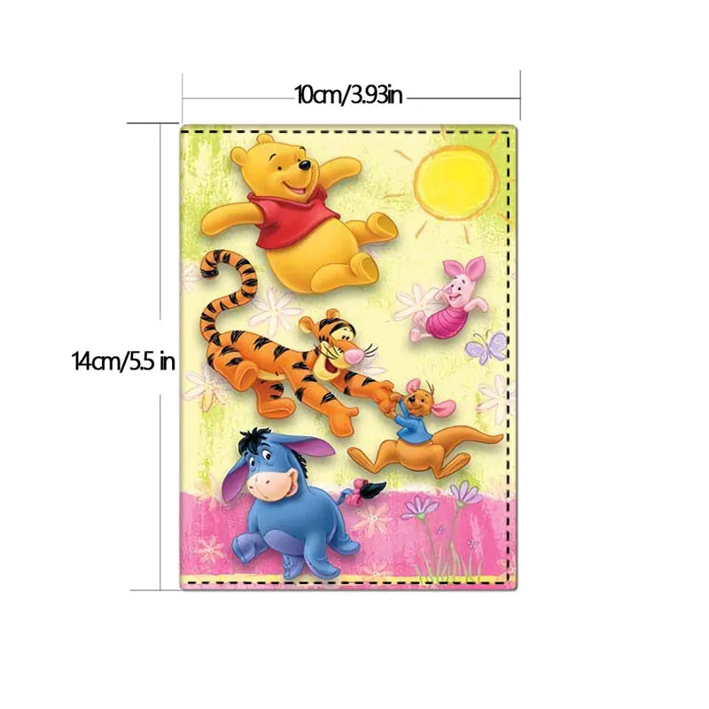 Capa De Passaporte De Couro PU Disney, Titular Do Passaporte De Viagem Dos Desenhos Animados, Cute Winnie Ticket Case, Carteira De Cartão De Crédito