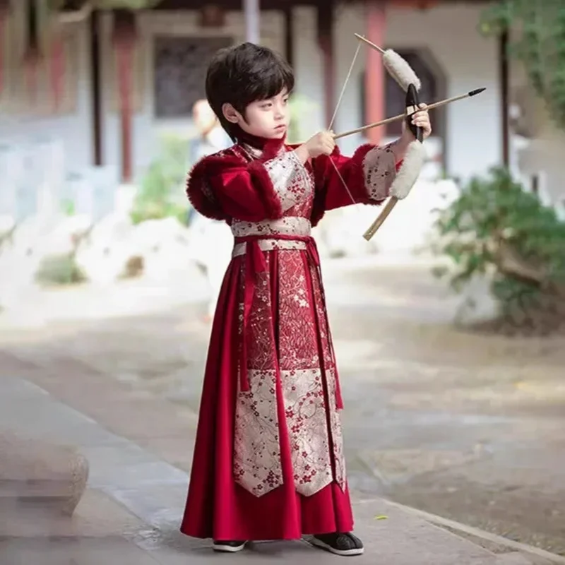 

Autumn Winter Children's Tang Costume Girl Dress Vestidos Baby Hanfu Boy Chinese Style New Year's Clothing Cosplay Kids Dresses