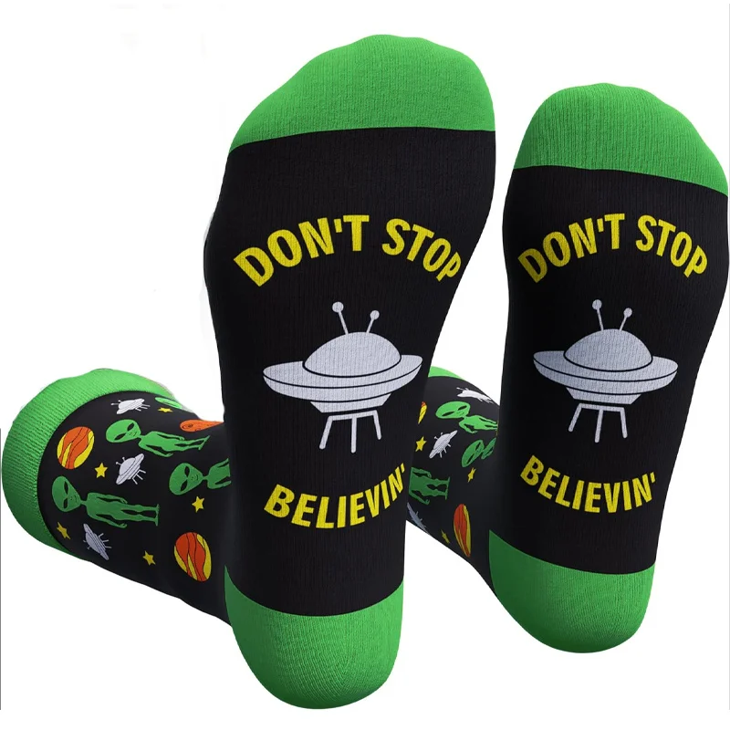 Cavertin Men's Programming Alien Sasquatch Dad Music Socks