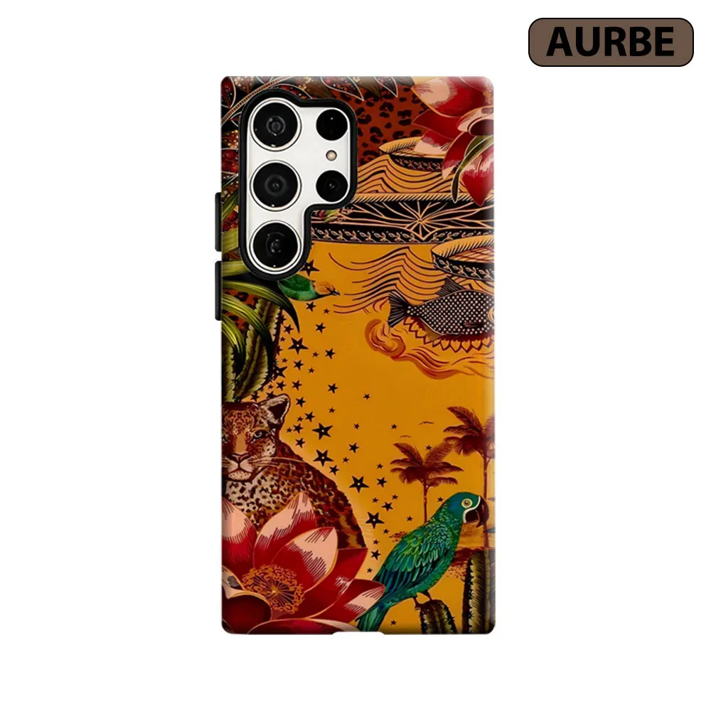 Aurbe Phone Case For Samsung Galaxy S26 S25 S24 S23 Ultra Plus HD Hard Tropical Safari Charm Double Layer Film Cover
