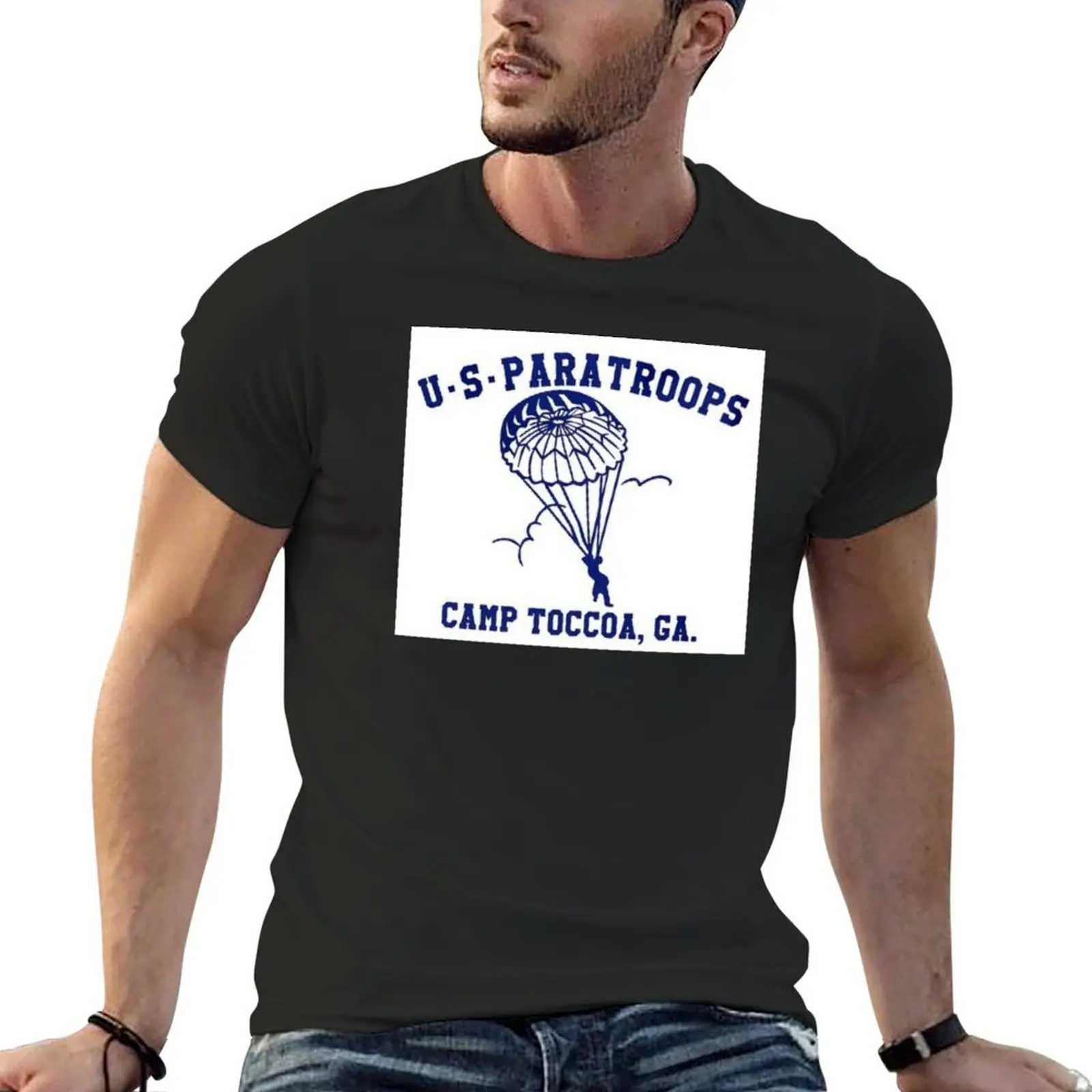 US Paratrooper Camp Toccoa T-Shirt vintage clothes basketball graphic tees cotton graphic tees men t shirts