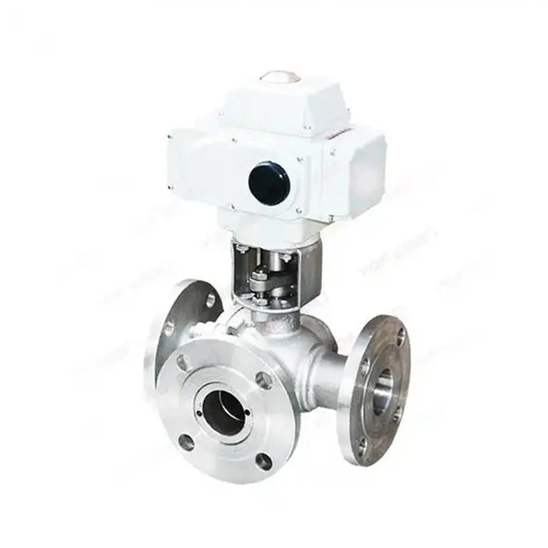 High Quality T Type CF8 CF8M 304 Stainless Steel Electric Actuator Flange Customizable OEM Three-Way Ball Valve for Water Supply