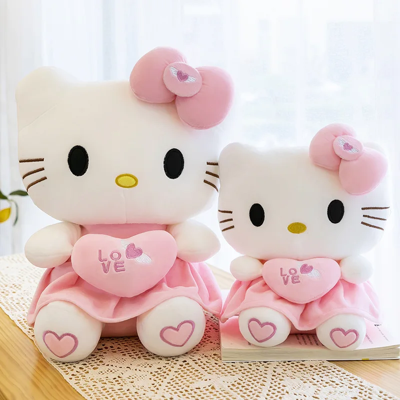 Sanurgente-Jouets en peluche chat KT pour filles, oreiller en peluche doux, dessin animé mignon, beurre rose, Kawaii Anime, cadeau d'anniversaire, 25cm