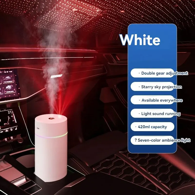 New Star Projection Car Humidifier Portable Small Large Fog Volume Home Bedroom Aromatherapy Atmosphere Light Humidifier