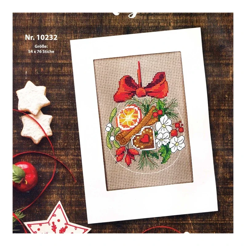 Cross Stitch Kit Christmas Food Ball can be Custom Printed cloth hand-Embroidered Material Pack