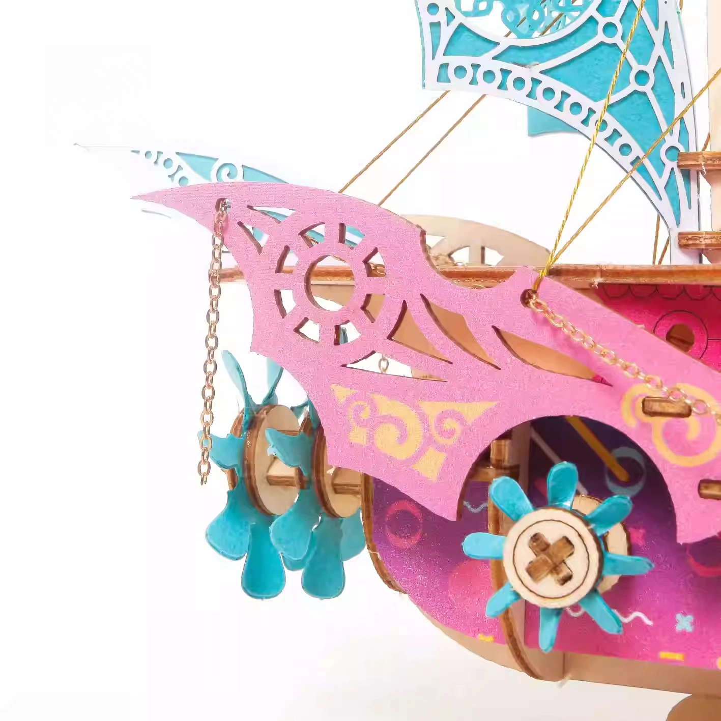 Bloques de construcción de madera, modelo de dirigible, trabajo hecho a mano, DIY, nave de fantasía de una mil y una noche, rompecabezas 3D de estilo chino, regalo para niños