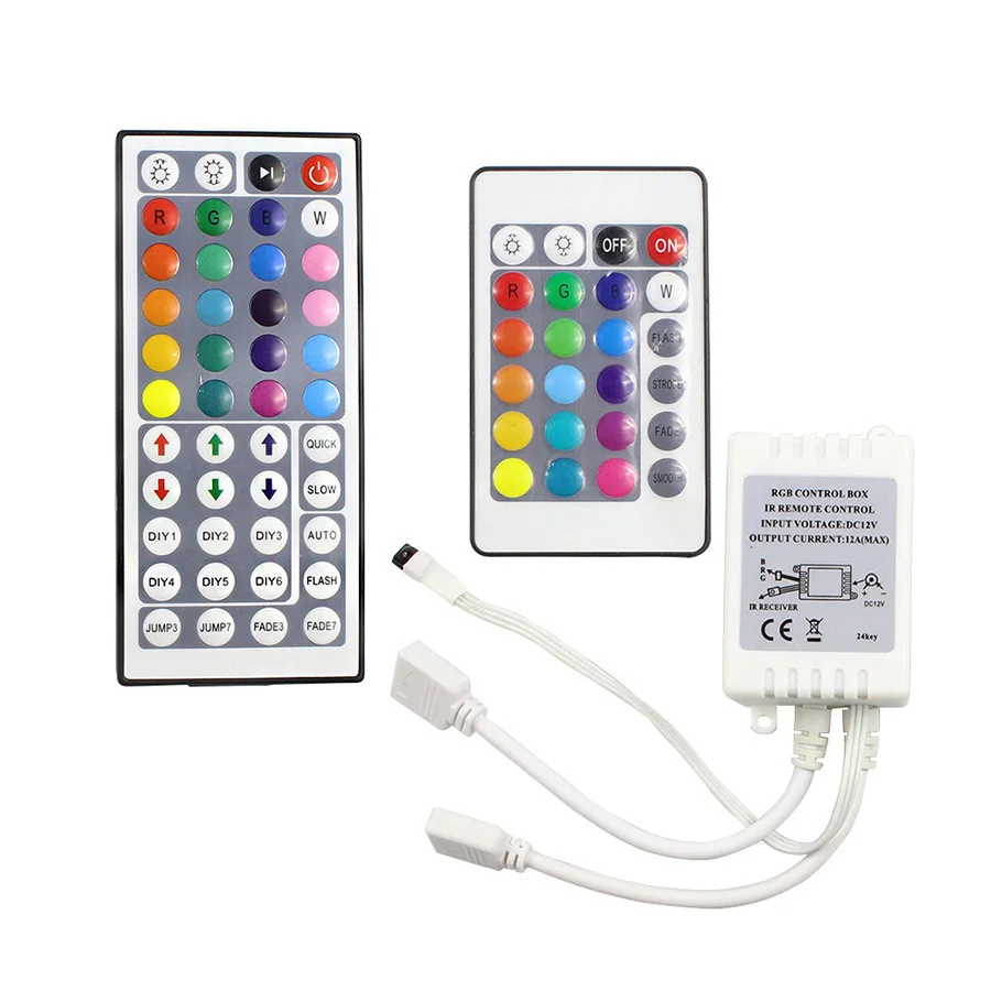 

LED RGB Controller 24 44 Keys 2 Output Port Connectors DC 12V IR Remote Control Double Output for 2835 5050 RGB LED Strip Light