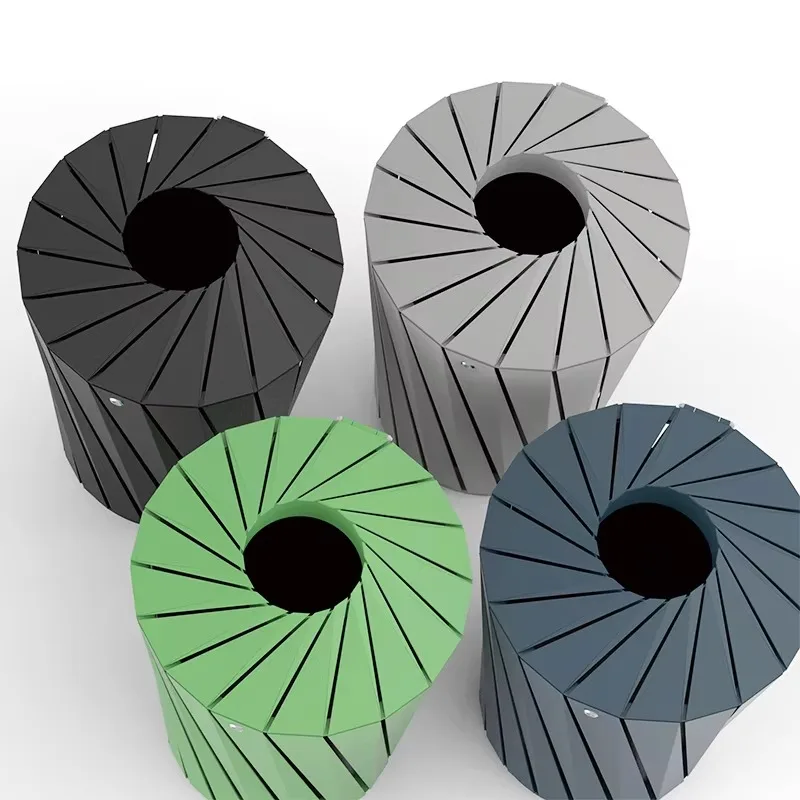 

Большие мусорные баки из оцинкованной стали, коммерческие общественные мусорные баки с открытым верхом, круглый металлический контейнер для ландшафтного дизайна для улицы