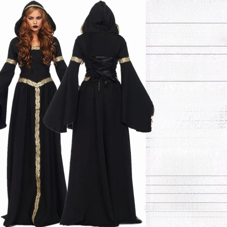 

Bla Witch Costume Retro Courtroom Game Theme Women's loween Outfit Traditional Chinese Stage Performance Clothing