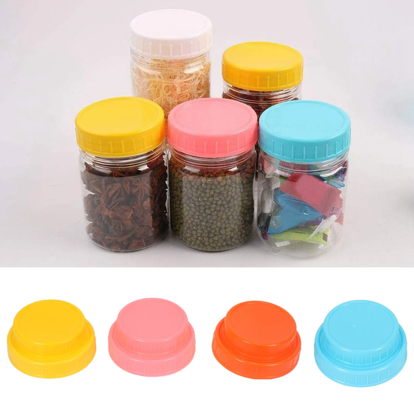 16 Pack Colored Plastic Jar Lids -8 Wide Mouth & 8 Regular Mouth Ball Lids,Anti-Slip Food Storage Caps