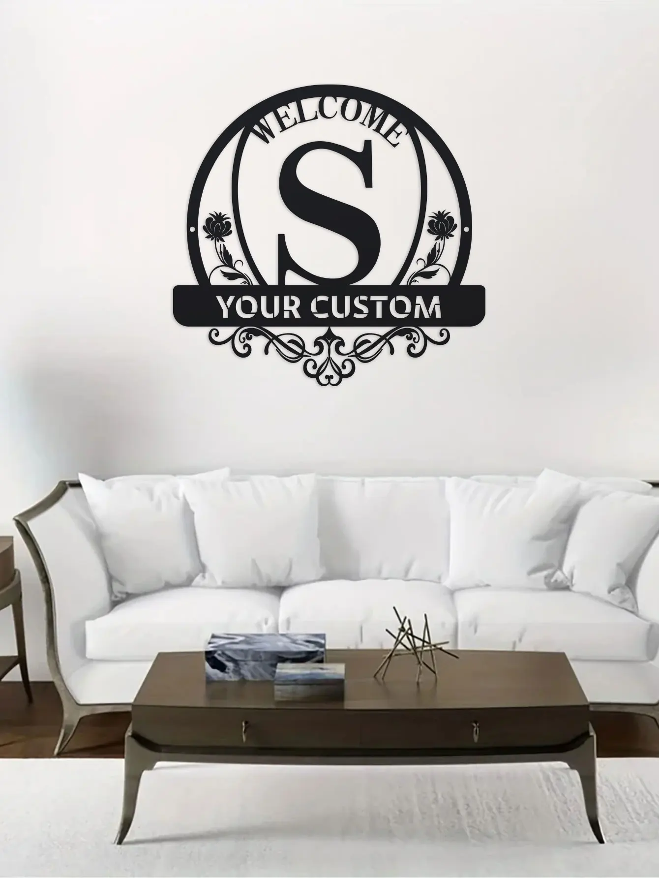 Custom Metal Wall Art, Letter Monogram, Personalized Name Sign, Black Wall Decor, Custom Family Name, Welcome Plaque for Door Li
