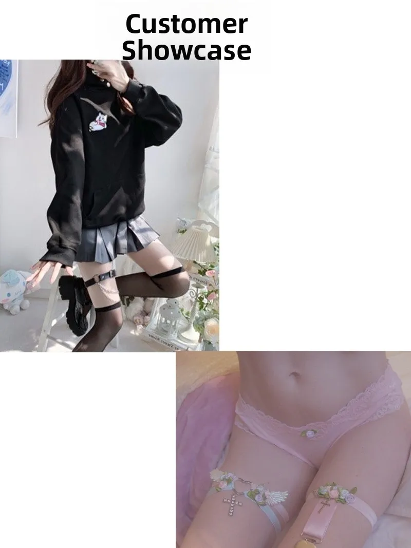 Elastic Lace Leg Ring Sexy Trim Chain Decorative Performance Cosplay Handmade Stoing Belt Japanese Sle Lolita Underwear