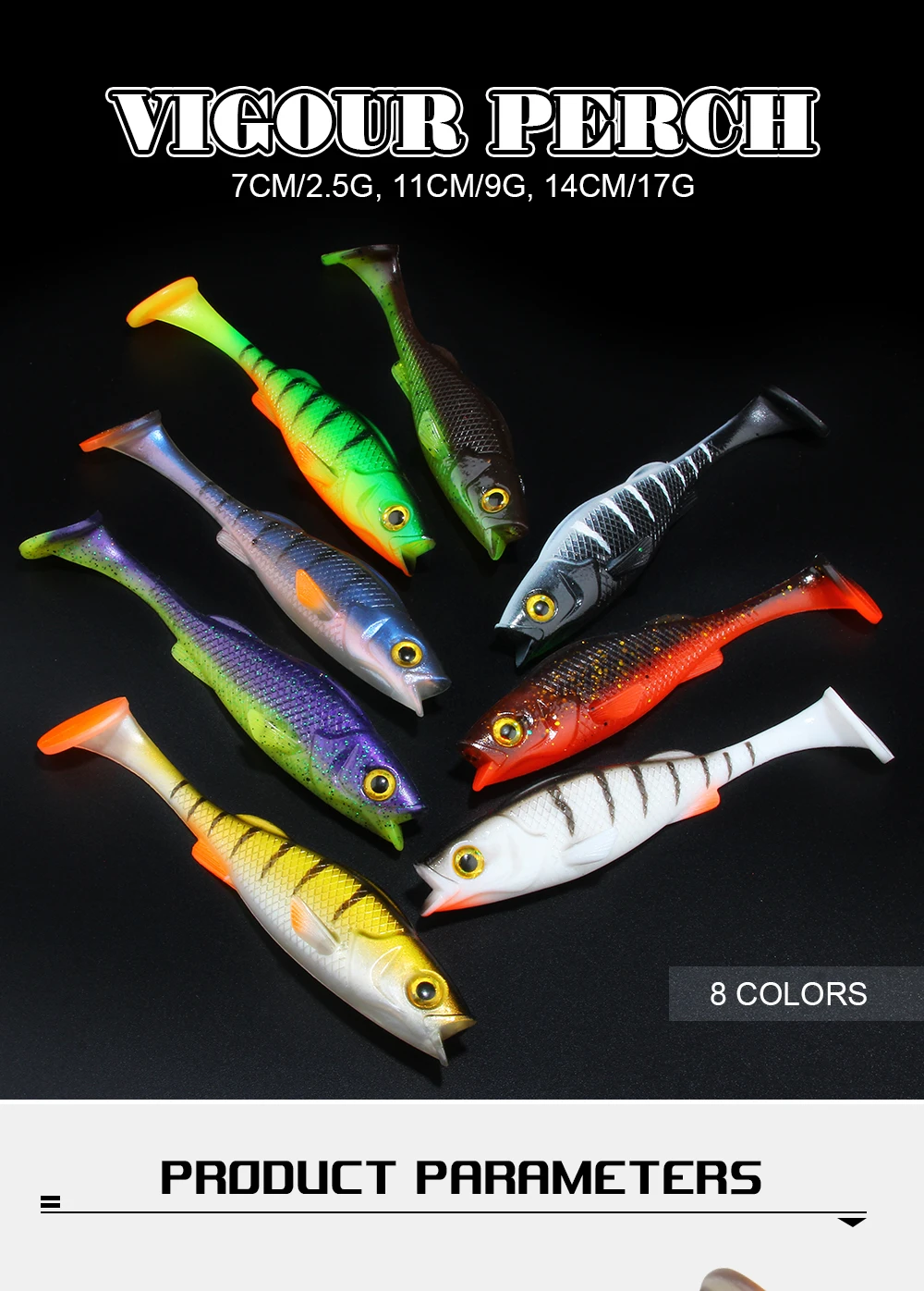 Spinpoler Soft Swimbait Shad Bait Vigour Barsch 7cm 11cm 14cm UV Angelköder Paddel Schwanz Salzwasser Meer Hecht Forelle Leurre Souple – Detail 1